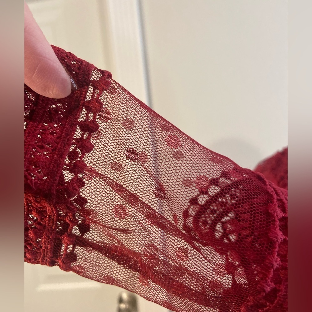 L & F~NWT~Lovely~Tiered Ruffle~Sheer Netting~Embroidered Lace~Mini Dress~Size S - Picture 10 of 15